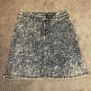 Be Girl Denim Knee Length Skirt Acid Wash Distressed Size 3xl